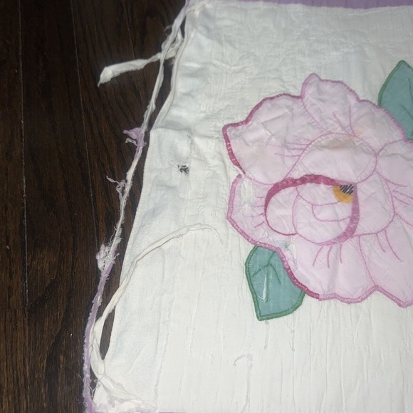 Vtg Cutter QuiltsAppliqué Quilt Rip Flawed As Is Crafts Fabric Hand 92x85” - Picture 7 of 9